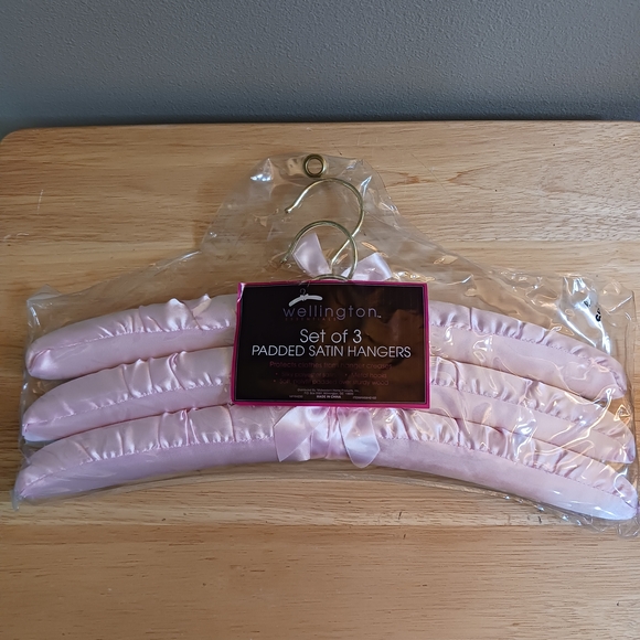 Wellington Other - Wellington Essentials Pink Padded Satin Hangers Set of 3